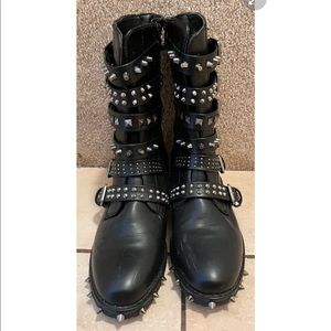 Faux leather studded boots